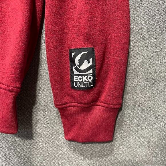 Vintage Ecko Unltd Hoodie Men's L Red Sweatshirt Y2K Hip Hop Rhino Logo Skater - Picture 7 of 10